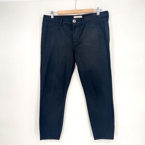 Banana Republic Coated Twill Ankle Pants Jeans Black Womens Size 30 Petite‎